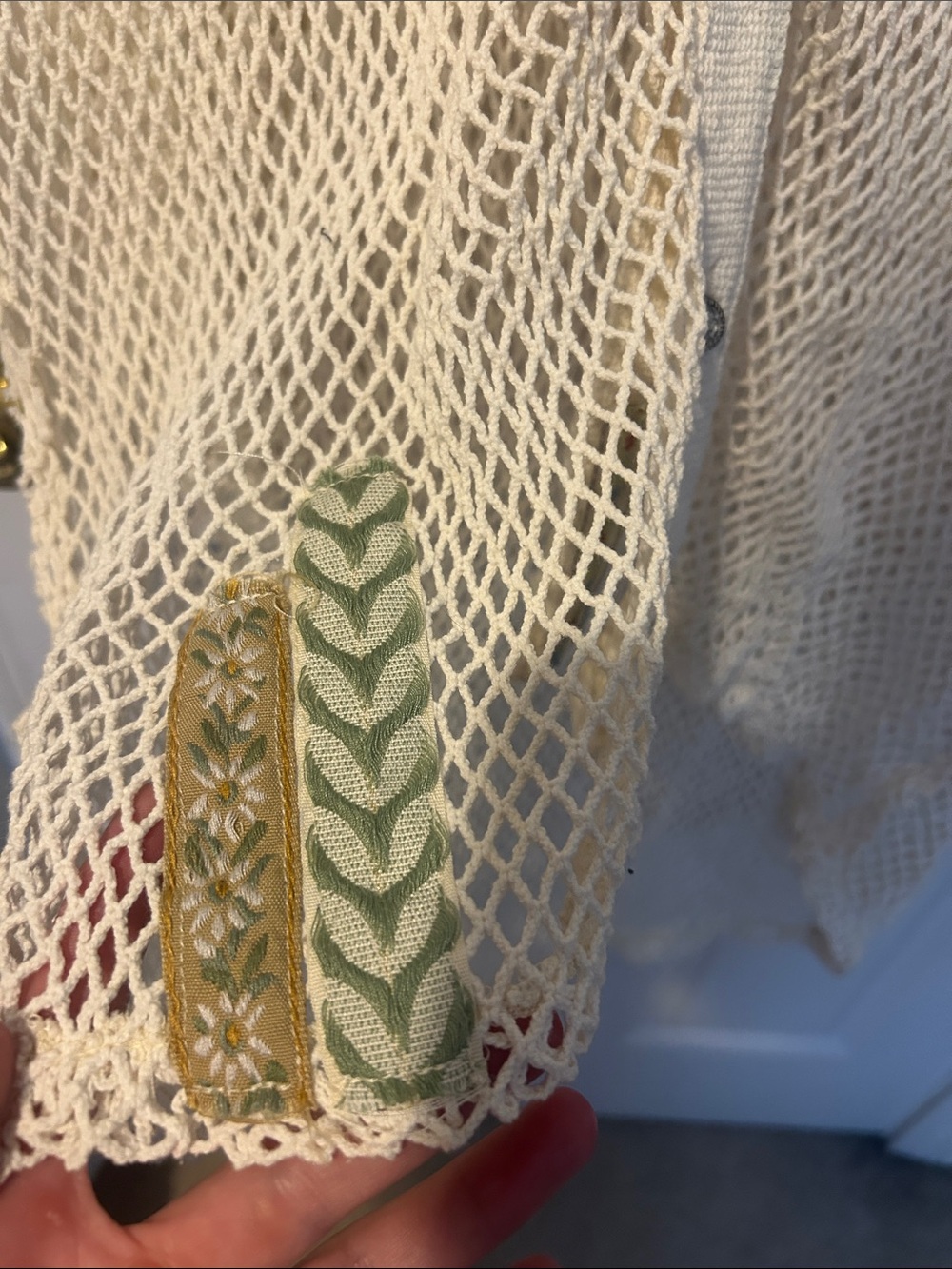 POL Open-Knit Button Front Shirt/swim cover up in Cream - Picture 4 of 9